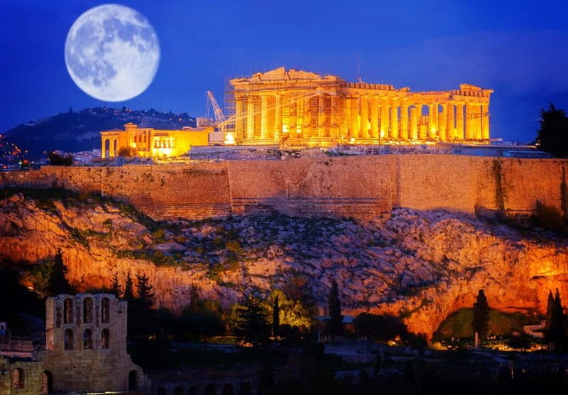 Athens by Night: Social Walking Tour to Meet, Connect, & Explore - National Library of Greece photo break, neoclassical glow in hand