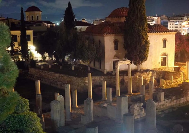 Athens by Night: Social Walking Tour to Meet, Connect, & Explore - Past classical to Roman Athens: Roman Agora, Tower of the Winds, Hadrian’s Library