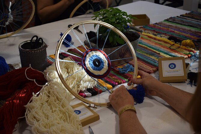 Athens: Evil Eye Weaving Workshop with Greek Tea - Small Group Energy and Learn-While-You-Work Flow