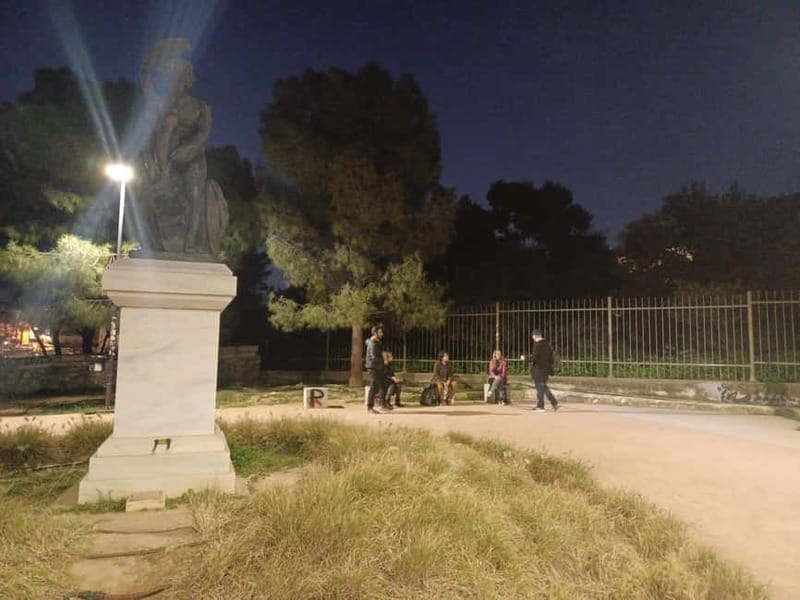 Athens: Horror Mythology Evening Tour with a Guide - Theseus statue by George Vitalis: where the short tour ends