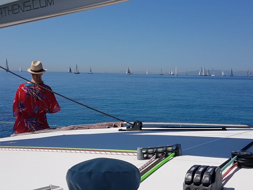 Athens: Riviera Catamaran Cruise with Meal and Drinks - Drinks onboard and crew hospitality: Greek wine, beer, and soft drinks