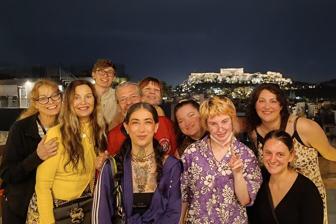Athens: Rooftop Pub Crawl w/ Acropolis Views & Party - Stop 1: Rooftop welcome shot with the big Acropolis view