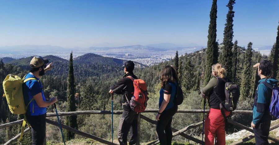 Athens Sunset Hike - The route: pine forest walking and the Crazy Mountain payoff