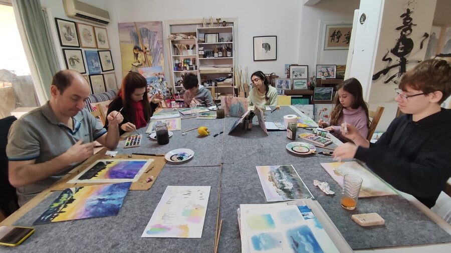 Athens: workshop for painting landscape with local artist - What happens first: materials, watercolor basics, and your first controlled wash