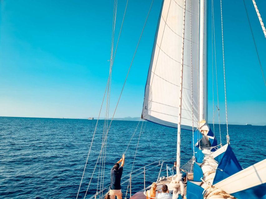 From Athens: Agistri, Moni & Aegina Day Cruise with Swimming - The return sail: shaded deck, Wi-Fi, and the DJ party option