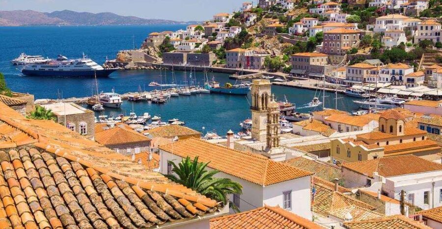 From Athens: Day Cruise to Hydra, Poros & Aegina with Lunch - Poros in 50 minutes: neoclassical strolls and easy café time