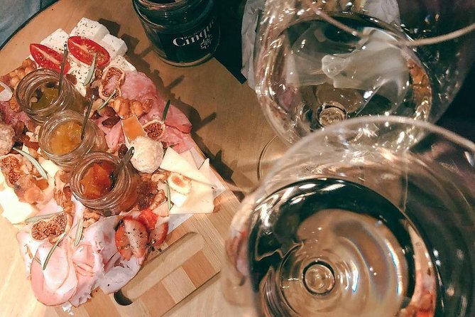 Greek food and wine tasting - What you eat: cheese, charcuterie, olives, jams, pita, and vegan options