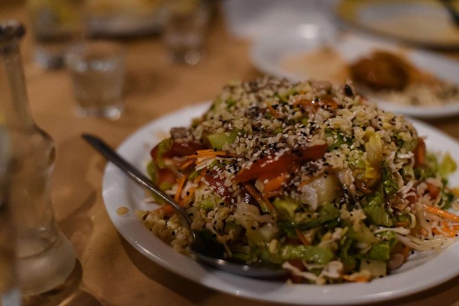 Private Athens By Night Food Tour & Wine Tasting of 5 Varieties - Dinner at Syntagma: main course, Greek salad, and Greek spirits