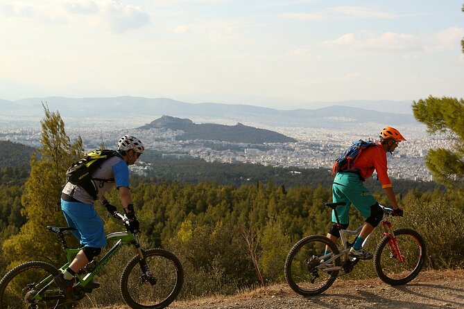 Private Mountain Bike,Trail Ride Tour of Mount Ymittos, Athens. - Safety gear and how Alessio keeps the day fun