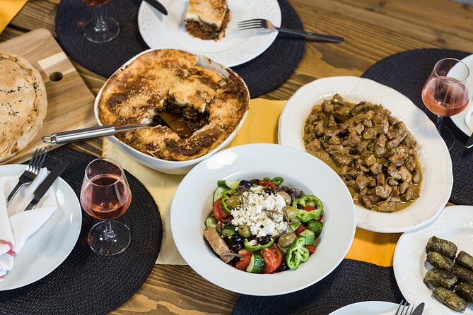 Traditional Greek cooking class and lunch or dinner with an Acropolis view - Eating your Greek dinner: wine, spirits, and a real table pace